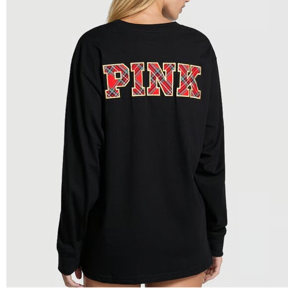 PINK Victoria's Secret "Santa Fav" Cotton Campus Long-Sleeve - Large - NWT - Picture 1 of 6
